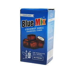 Blue Mix Coconut Shell Charcoal Cubes for Hookah Pipe Use & Incense (96 Pieces)