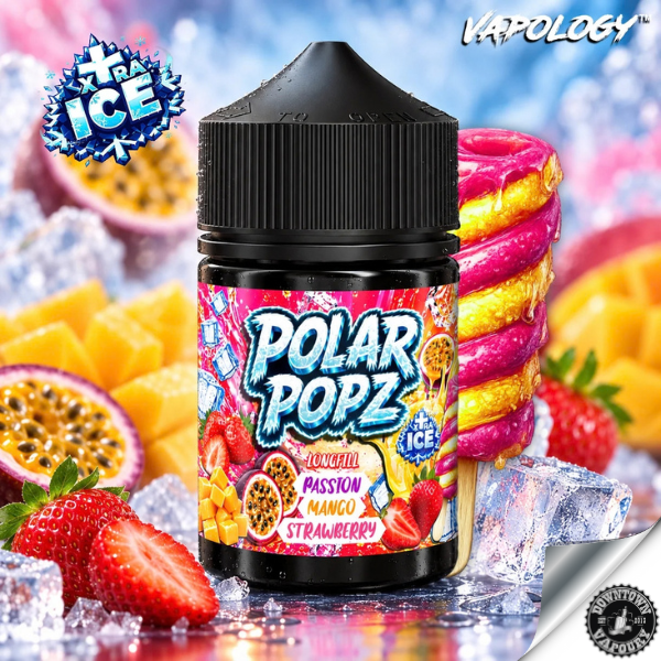 Polar Popz Longfill - Passionfruit Mango & Strawberry Xtra Ice 60ml Downtown Vapoury