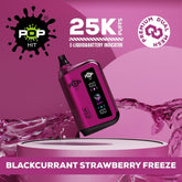 Pop Hit 25k Puffs Disposable Vape 5% Blackcurrant Strawberry Freeze Downtown Vapoury