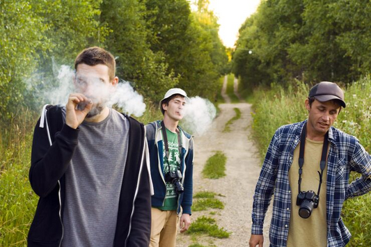 Man vaping outdoors