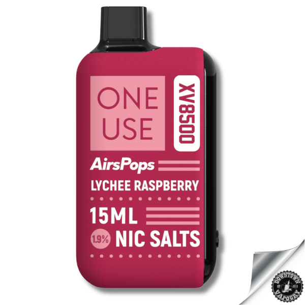 AirsPops ONE USE XV 15ml Disposable Vape - 5% Lychee Raspberry Downtown Vapoury