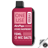 AirsPops ONE USE XV 15ml Disposable Vape - 5% Lychee Raspberry Downtown Vapoury