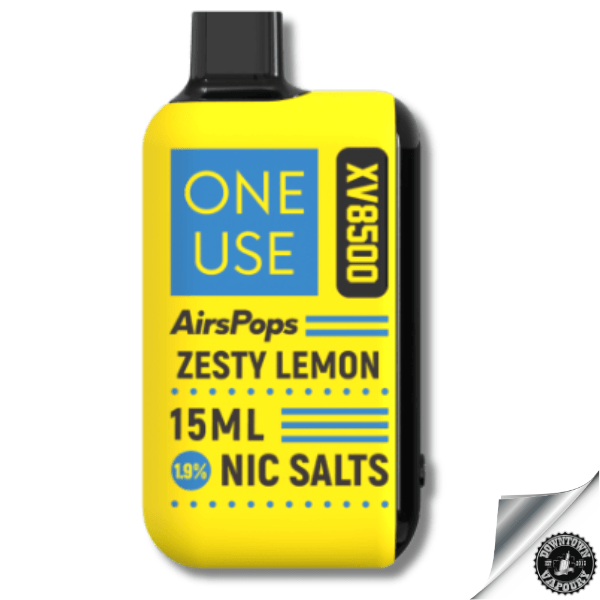AirsPops ONE USE XV 15ml Disposable Vape - 5% Zesty Lemon Downtown Vapoury