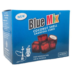 Blue Mix Coconut Shell Charcoal Cubes for Hookah Pipe Use & Incense (24 Pieces)