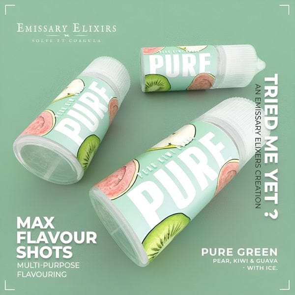 Emissary elixirs Pure Green (Long Fill) 30ml Flavour (R200) / (USP/BP Grade) (R40) / Nicotine (R40) Downtown Vapoury