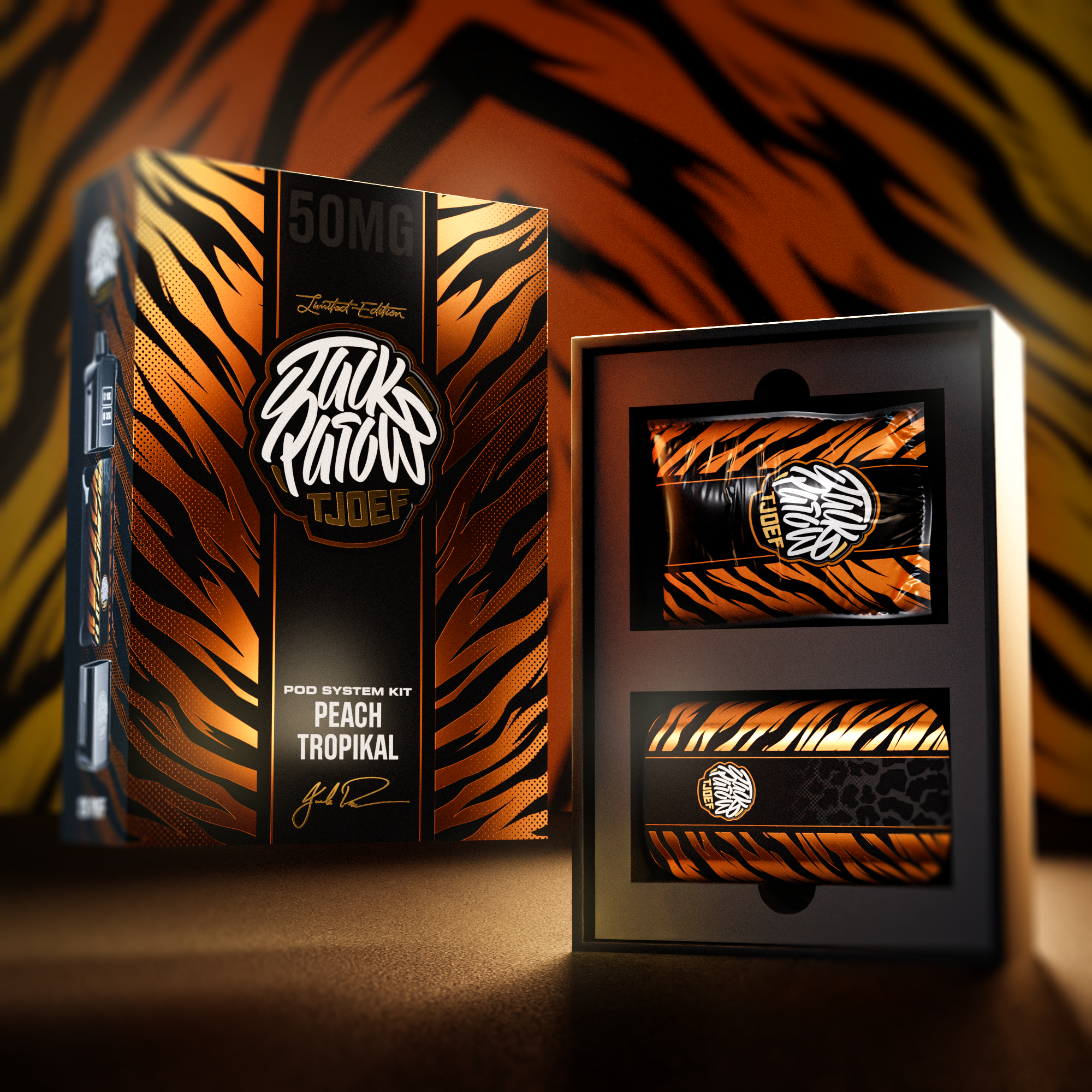 JP Tjoef Pod System Kit Peach Tropikal Kit Downtown Vapoury