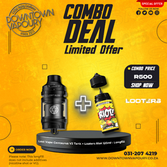Lost Vape Centaurus V2 Tank Paired with Looters Riot Longfill Downtown Vapoury