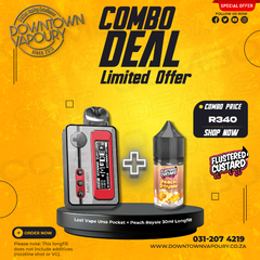 Lost Vape Ursa Pocket Pod System Piard with Flustered Custard Peach Royale 30ml Longfill Downtown Vapoury