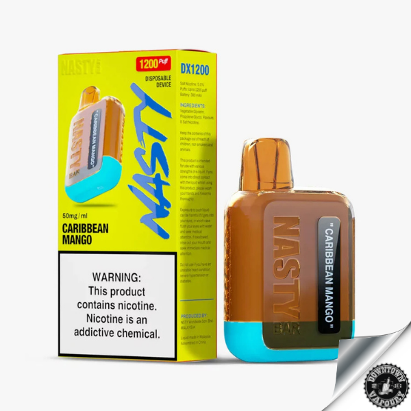 Nasty Bar 1200 Puff Disposable Pod Device 5% Caribbean Mango Downtown Vapoury