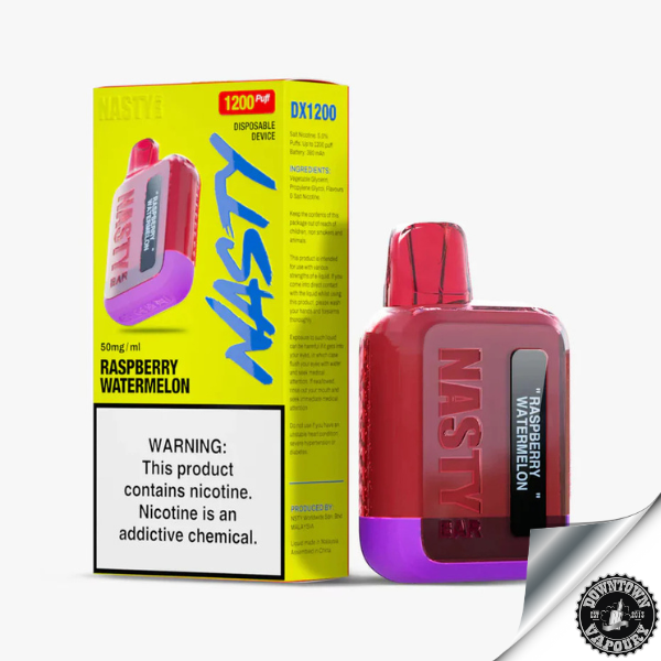Nasty Bar 1200 Puff Disposable Pod Device 5% Raspberry Watermelon Downtown Vapoury