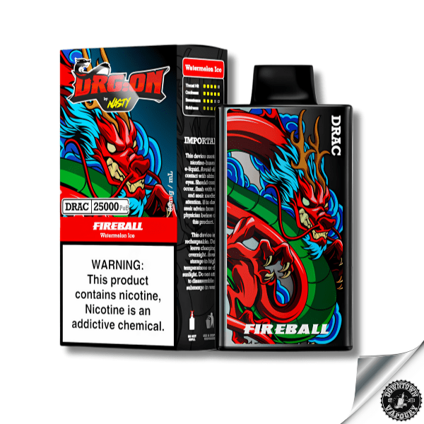 Nasty Drg:on 25k Disposable 50MG Fireball - Watermelon Ice Downtown Vapoury