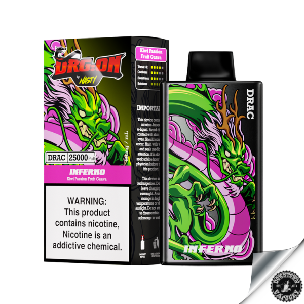 Nasty Drg:on 25k Disposable 50MG Inferno - Kiwi Passionfruit Guava Downtown Vapoury