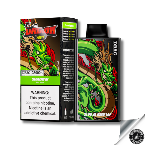 Nasty Drg:on 25k Disposable 50MG Shadow - Sour Apple Downtown Vapoury