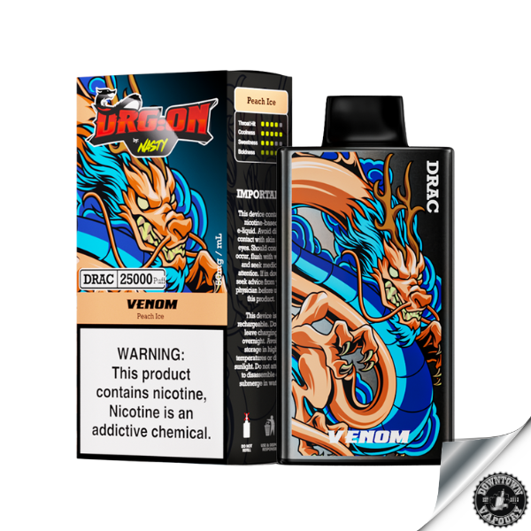 Nasty Drg:on 25k Disposable 50MG Venom - Peach Ice Downtown Vapoury