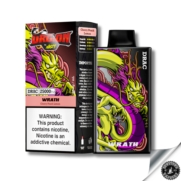 Nasty Drg:on 25k Disposable 50MG Wrath - Cherry Lemon Peach Downtown Vapoury