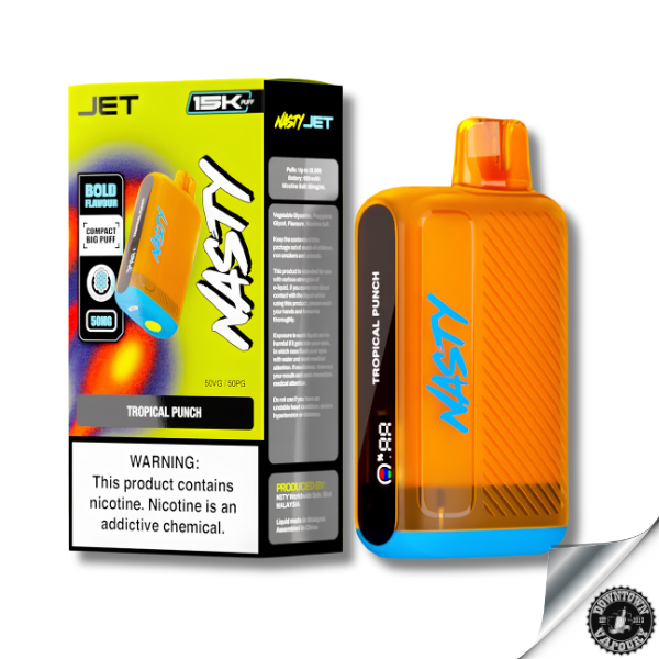 Nasty Jet Rechargeable Disposable 15K puff 5% Tropical Punch 50mg Downtown Vapoury