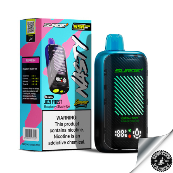Nasty Surge+ Summer Ice 55 000 Puff Disposable Device 5% Jozi Frost - Raspberry Slushy Ice Downtown Vapoury