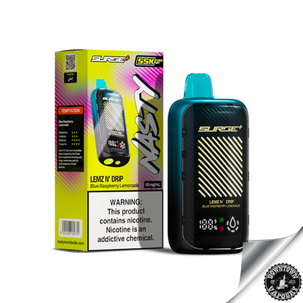 Nasty Surge+ Summer Ice 55 000 Puff Disposable Device 5% Lemz N' Drip - Blue Raspberry Lemonade Downtown Vapoury