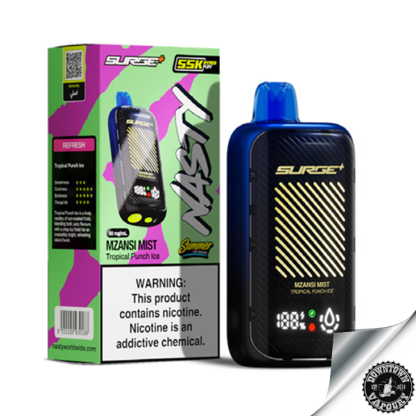 Nasty Surge+ Summer Ice 55 000 Puff Disposable Device 5% Mzansi Mist - Tropical Punch Ice Downtown Vapoury