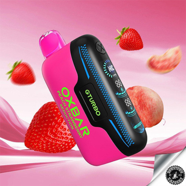 OXBAR GTURBO 36,000 puffs Disposable Pod Device 5% Peach Strawberry Seduction Downtown Vapoury