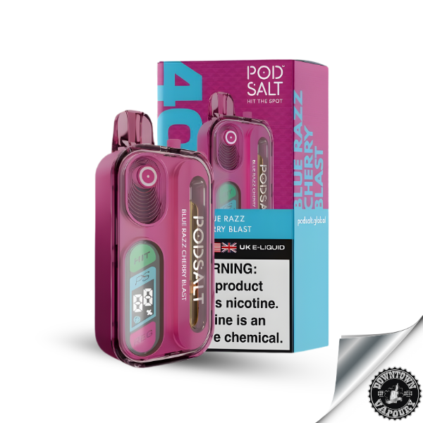 Pod Salt HIT 40K Rechargeable Disposable Device 5% Blueberry cherry blast Downtown Vapoury