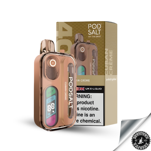 Pod Salt HIT 40K Rechargeable Disposable Device 5% Cuban Crème Downtown Vapoury