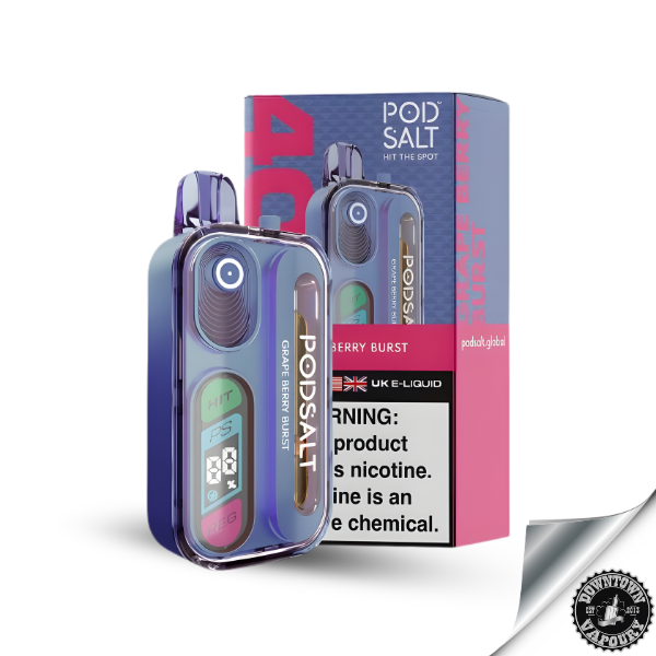 Pod Salt HIT 40K Rechargeable Disposable Device 5% Grape Berry burst Downtown Vapoury