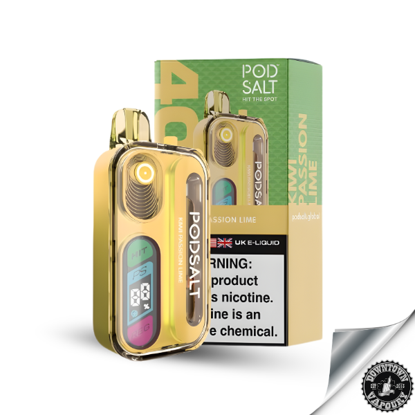 Pod Salt HIT 40K Rechargeable Disposable Device 5% Kiwi passion lime Downtown Vapoury