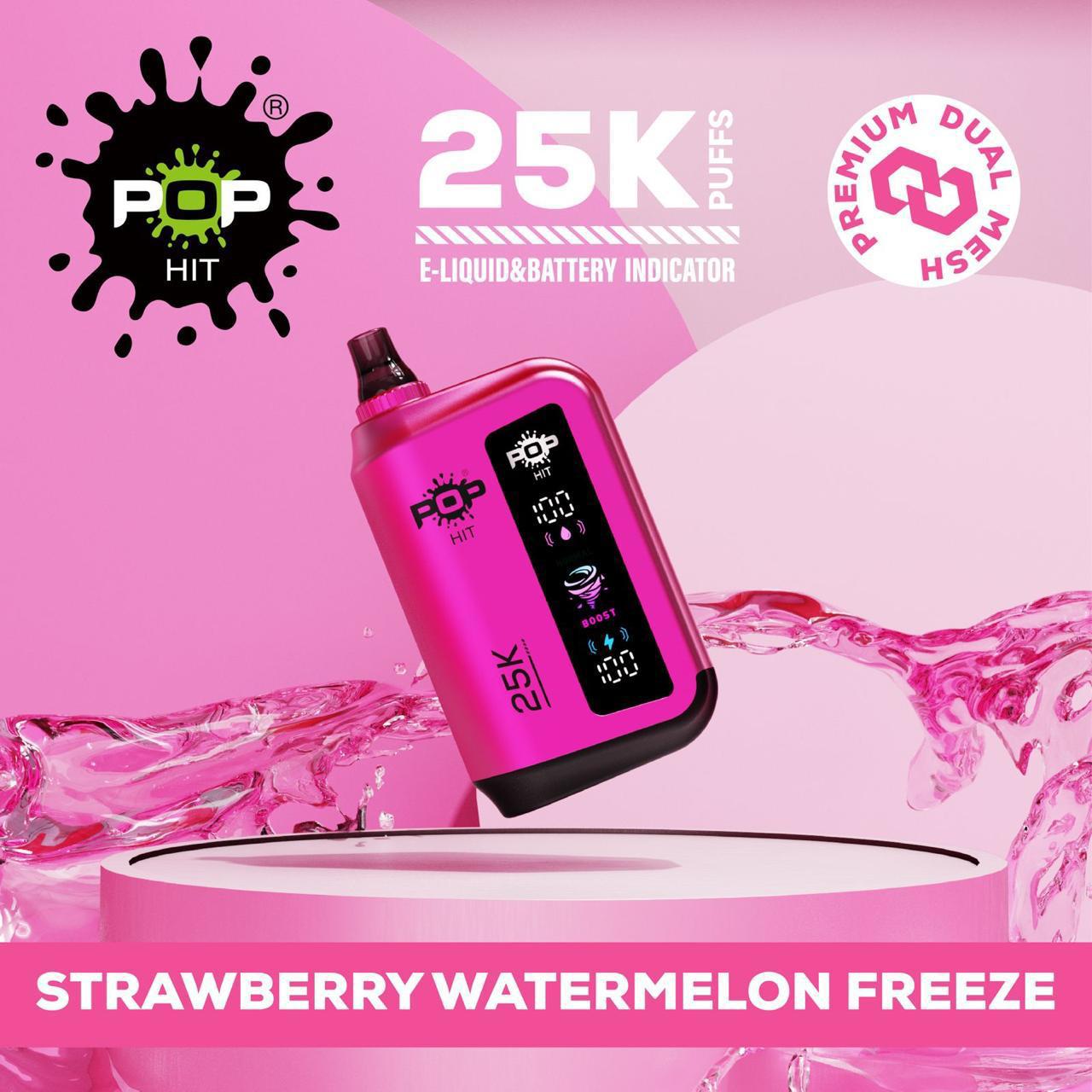 Pop Hit 25k Puffs Disposable Vape 5% Strawberry Watermelon Freeze Downtown Vapoury
