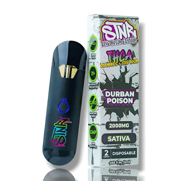 STNR Live Rosin Diamonds THCa Disposable 2G Durban Poison - Sativa Downtown Vapoury