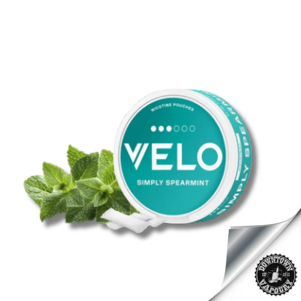 VELO Nicotine Pouches - 10mg Simply Spearmint (STRONG) 10mg Downtown Vapoury