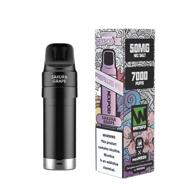 WOTOFO NexPod Replacement Flavour Pods 7000 puff 5% Sakura Grape Downtown Vapoury